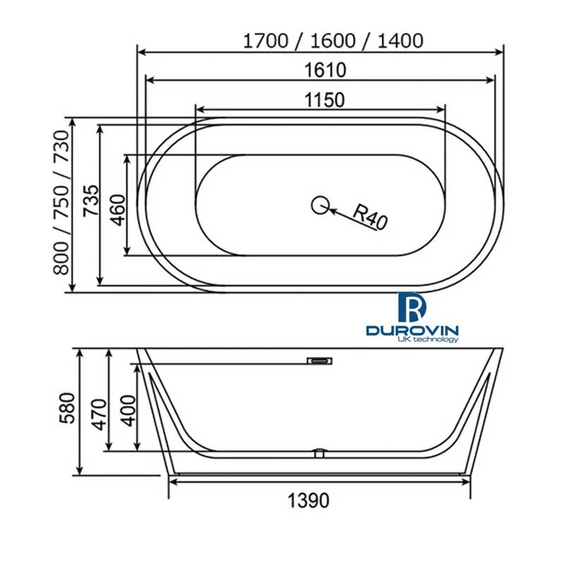 Bồn Ovan cạnh thẳng DRV-2402