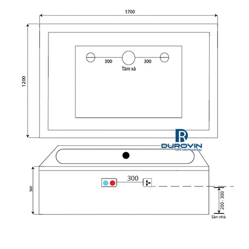 Bồn Tắm Đôi Chữ Nhật DRV-2924